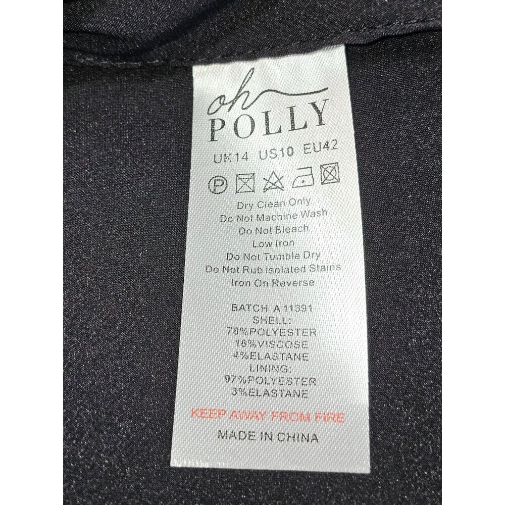 Oh Polly Women's Black Foldover-Neck Structured A-Line Mini Dress Sz 14 2578 - Picture 10 of 13